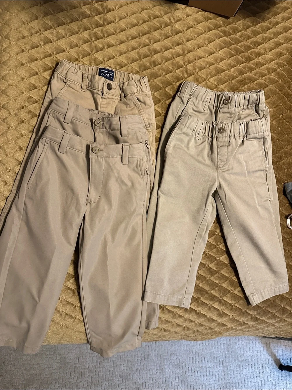 Lands End and The Children's Place Boys Uniform Beige/Tan Chino Pants Set